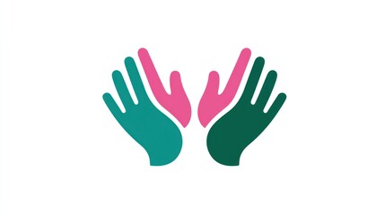 Abstract depiction of two hands reaching upward on a white background