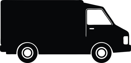 delivery truck silhouette vector, cargo vehicle illustration
