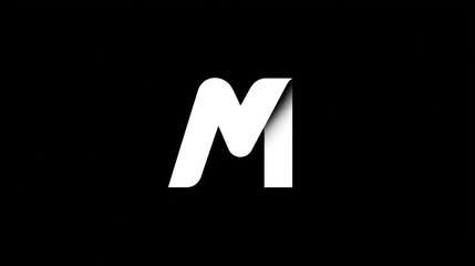 Bold white letter m on black backdrop for design and branding projects