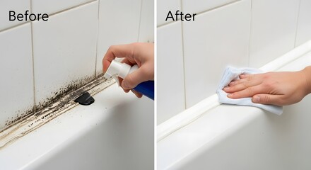 Effective bathroom cleaning before and after mold removal demonstration