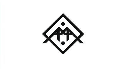 Abstract geometric symbol design in black on white background