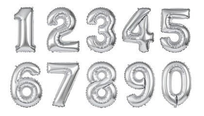 Silver foil balloons forming numbers