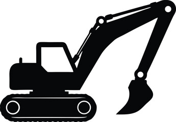 excavator silhouette vector, heavy machinery illustration
