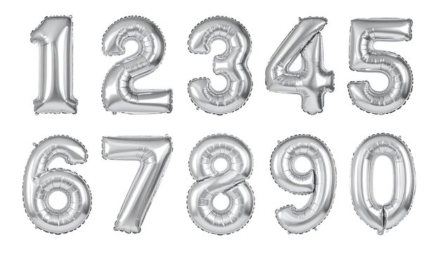 Silver foil balloons forming numbers
