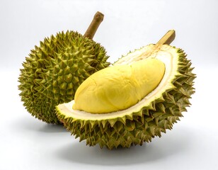 Obraz premium Fresh durian fruit, halves on white