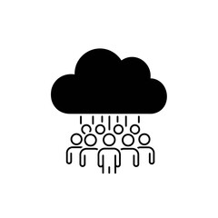 Vector Icon Set Group of People Under Cloud with Black Rain Modern Minimalist Design
