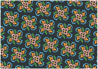 Vibrant bohemian floral seamless pattern, an intricate and decorative design perfect for textiles, wallpaper, or digital backgrounds, adding a touch of artistic flair to any creative project