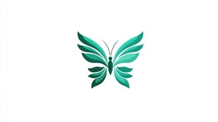 Elegant green butterfly illustration on white background for graphic design