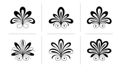 Abstract geometric shapes and symbols arranged in a grid pattern for design isolated on transparent background