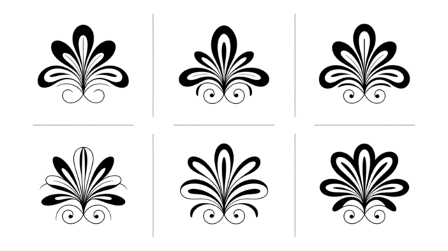 Abstract geometric shapes and symbols arranged in a grid pattern for design isolated on transparent background - Powered by Adobe