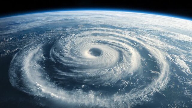 Hurricane From Space - A Powerful Storm System Over Earths Atmosphere.