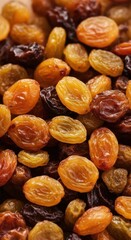 Delicious Assortment of Dried Golden and Dark Raisins as a Healthy Food Background