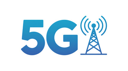 Futuristic 5g technology symbol with cellular tower digital signal transmission isolated on transparent background