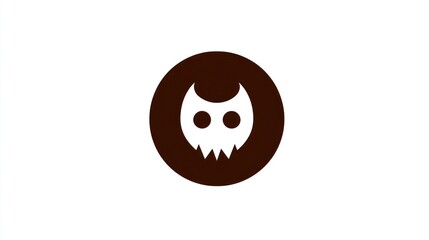 Abstract owl symbol in brown circle on white background for design
