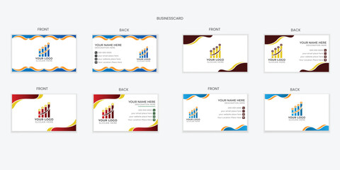 double-sided business card design template, Creative and clean corporate business card template Set vector