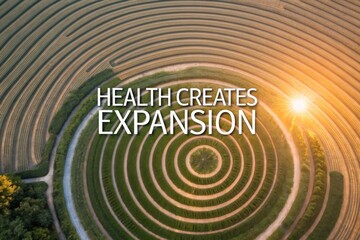 Overhead view of concentric rings radiating brightly outward