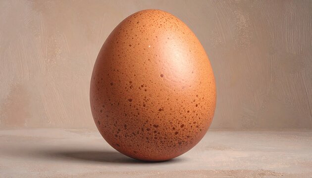 Single brown egg on a neutral background