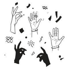 Artistic Hand Gestures Collection Expressive Human Body Parts Illustration.