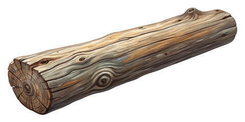 Realistic Wooden Log Illustration with Detailed Bark and Tree Rings on Transparent Background
Weathered Wood Log Cut with Knots, Cracked Bark, and Natural Grain Isolated