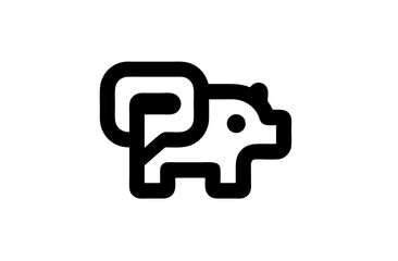 Minimalist black outline icon of a cute cartoon squirrel with a bushy tail, simple graphic vector design element.