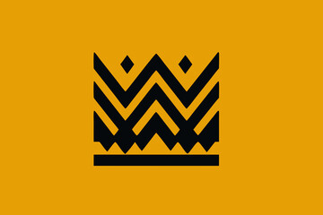 Abstract Geometric Crown Logo Design on Orange Background, Modern Minimalist Royal Symbol Vector Illustration