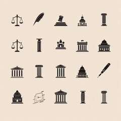 Law icons set