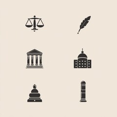 Law justice and government icons