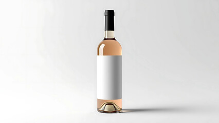 Wine bottle mockup with blank label, isolated on white background, realistic glass texture and lighting