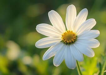 Obraz premium Close-up of a white daisy bathed in sunlight