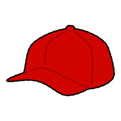 ポップでカラフルに描かれた赤いキャップのイラスト素材｜野球帽,スポーツ,ファッション,かわいい,元気,アクセサリー