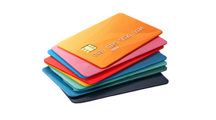 3D Debit Card Bundle with Color Variations, isolated on transparent background