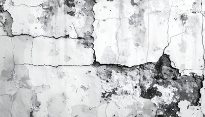 Close-up of an aged, cracked wall with peeling paint and exposed textures