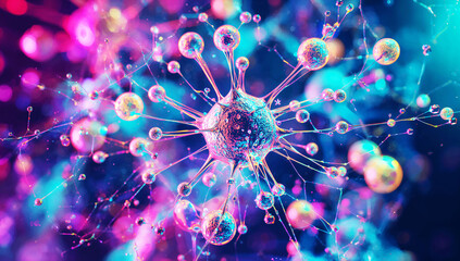 Bright blue fractal art illustration with glowing star patterns and light explosion design