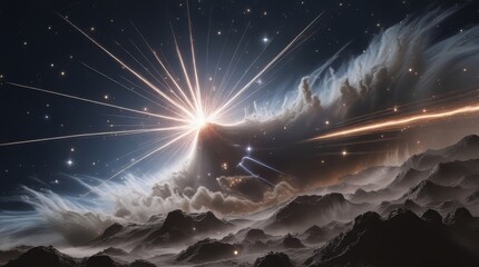 Space scene featuring galaxy, nebula, starfield, the night sky and Milky Way, planet, moon, comet, asteroid, aurora, eclipse, ringed planet, black hole, and astronaut Generative AI