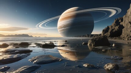 Space scene featuring galaxy, nebula, starfield, the night sky and Milky Way, planet, moon, comet, asteroid, aurora, eclipse, ringed planet, black hole, and astronaut Generative AI