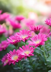 Obraz premium Vibrant pink flowers in a garden setting (1)