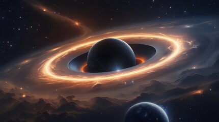 Space scene featuring galaxy, nebula, starfield, the night sky and Milky Way, planet, moon, comet, asteroid, aurora, eclipse, ringed planet, black hole, and astronaut Generative AI