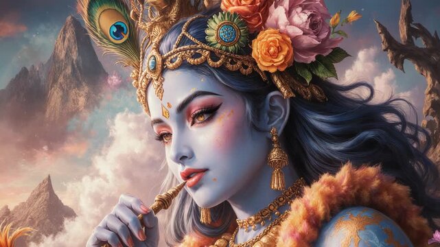 Beautiful Painting of the Hindu God Krishna