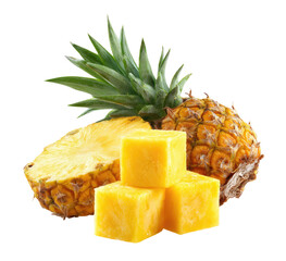Fresh pineapple chunks and slices