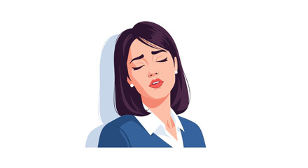 Exhausted businesswoman leaning against wall with eyes closed, feeling burnout, stress, and fatigue, ideal for mental health awareness campaigns and workplace wellness programs