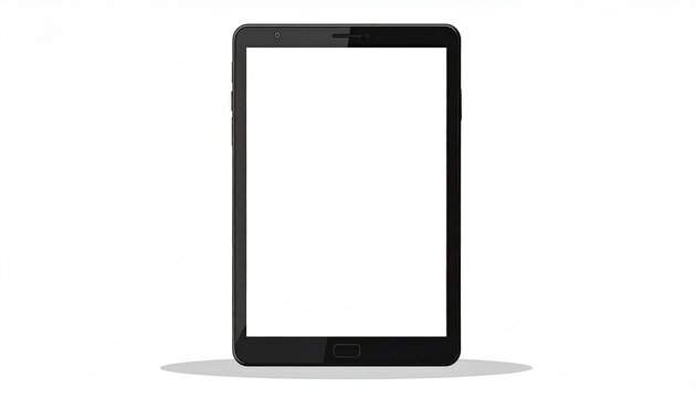 A sleek, black rectangular device with a bright, empty screen, casting a shadow
