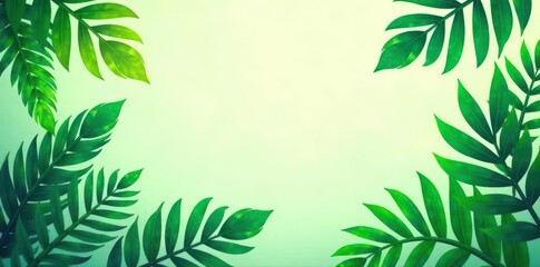 Naklejka premium Green coconut palm leaf silhouettes, tropical summer beach design , natural, illustration