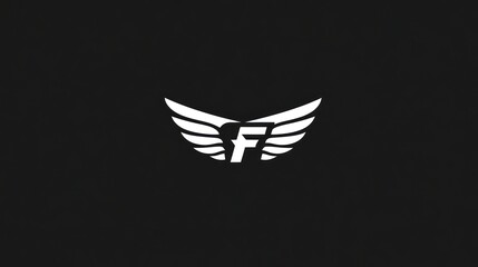 Abstract winged emblem design on black background for various applications
