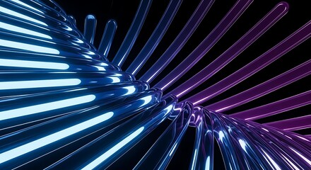 Abstract Neon Glowing Wires Background.