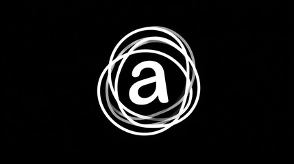 Abstract letter a within circular design on black background