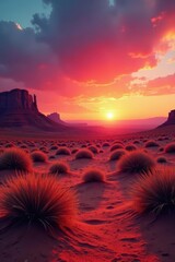 Vibrant hues paint the arid landscape as the sun dips below the horizon , arid, canyon, day
