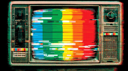 Retro VHS glitch noise background with TV interference static and signal distortion symbolizing nostalgia error disruption analog video rewind and vintage aesthetics.