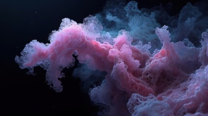 Mystical Nebula Cloud Formation with Ethereal Pink and Blue Tones against Dark Backdrop