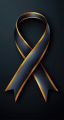 Dark navy blue ribbon with gold trim