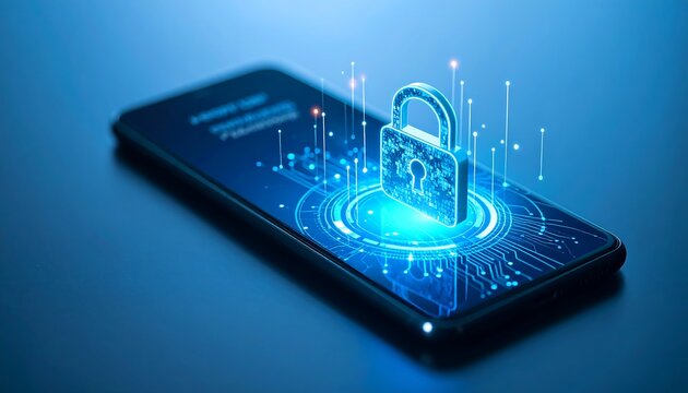 Smartphone with security lock graphic